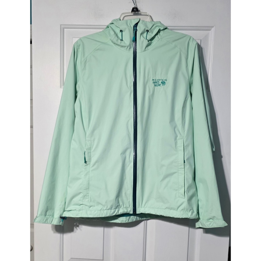 Mountain Hardwear Acadia Rain Jacket Womens Medium Mint Green Ripstop Shell